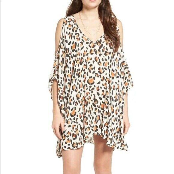 Show Me Your Mumu Dress Womens M Medium Circus Mini Leopard Print Cold Shoulder - Picture 9 of 10